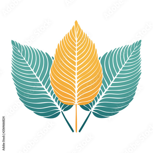 Three stylized leaves in flat design