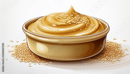 smooth golden sesame paste isolated on white background generative ai
