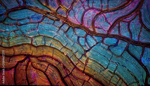 micrograph crack pattern in colorful thin section