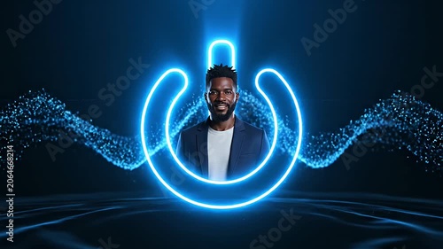 Glowing user profile icon in digital interface