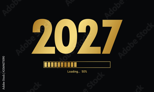 Canvas Print 2027 New Year Loading Progress Bar Graphic
