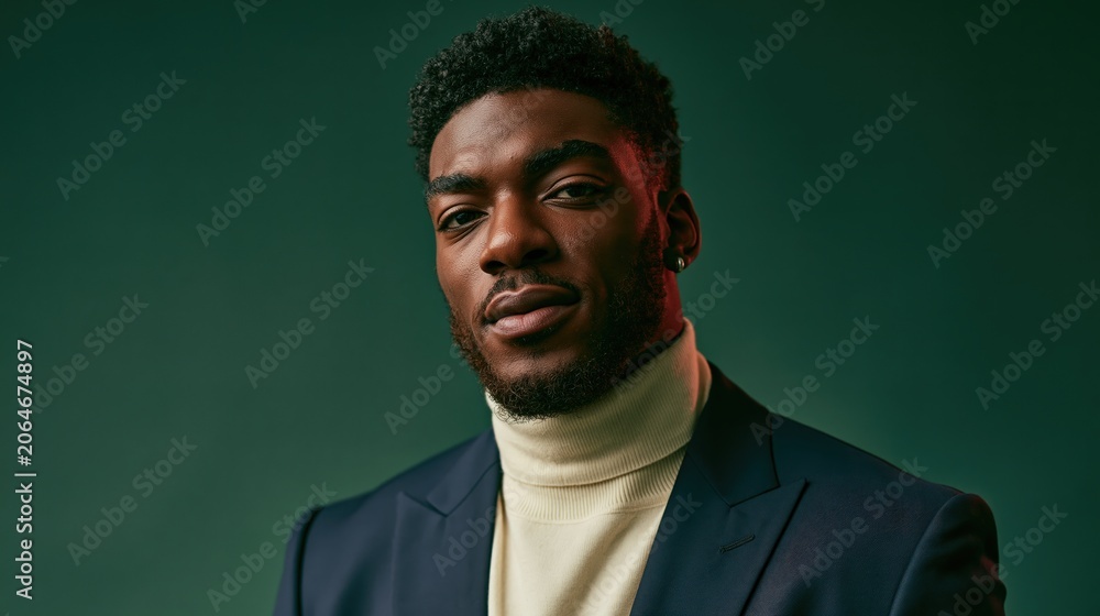 Obraz premium gen team lead young adult black man in navy suit