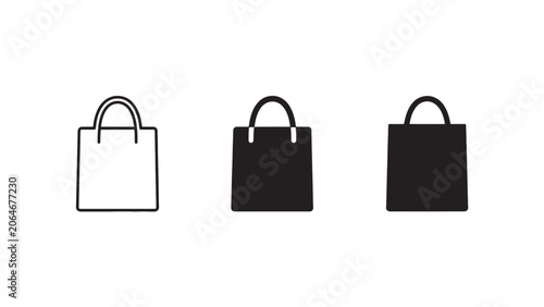 Shopping bag icons in outline, partial, and solid…