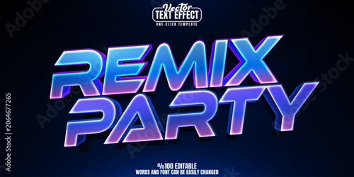 Εκτύπωση καμβά Remix editable text effect, customizable party and club 3d font style
