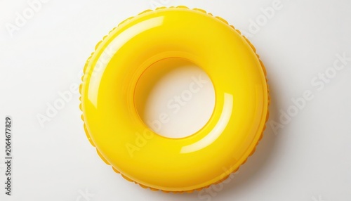 Yellow Inflatable Swim Ring Isolated on White