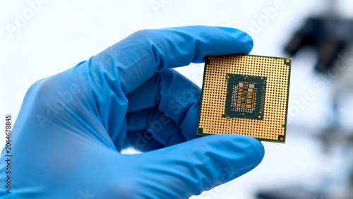 Hand holding microchip