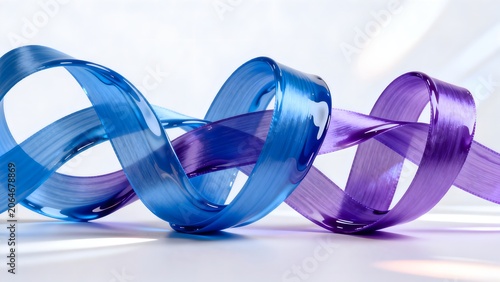 Blue and purple ribbons intertwined