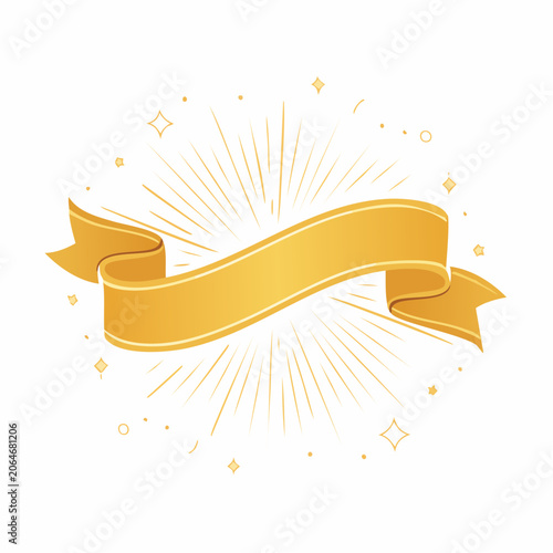 Golden Ribbon with Burst and Stars