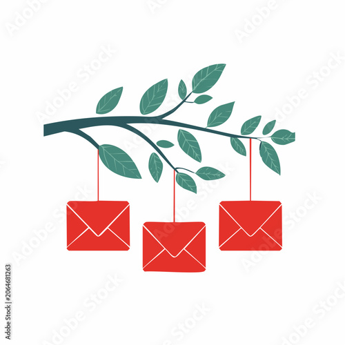 Red Envelopes Hanging from Tree Branch