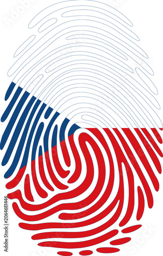 Czech Republic Flag Fingerprint Identity Vector Czech DNA Heritage Graphic