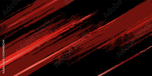 Fotografía Abstract red light streaks diagonally over black background.