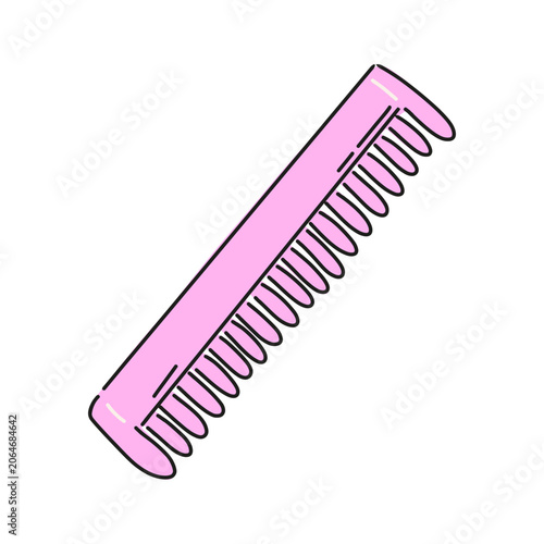 Pet grooming comb, hand drawn fine-tooth comb icon for pet grooming doodle style, dog and cat beauty grooming salon concept. Vector illustration isolated on white background