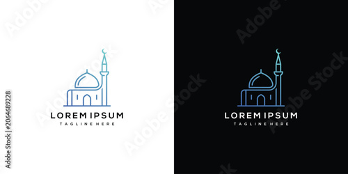 Minimalist Mosque Logo Design with Dome and Minaret