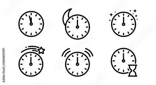 Fotografija Clock Icons Set: Time Management, Alarm, Countdown, Schedule, Deadline, Hourglas