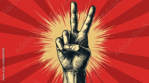 Hand showing a peace sign, symbolizing harmony and victory