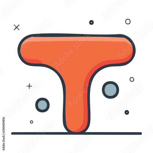 Orange T-shaped icon on white background