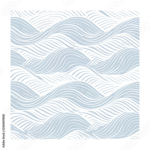 Seamless wave line art pattern on white