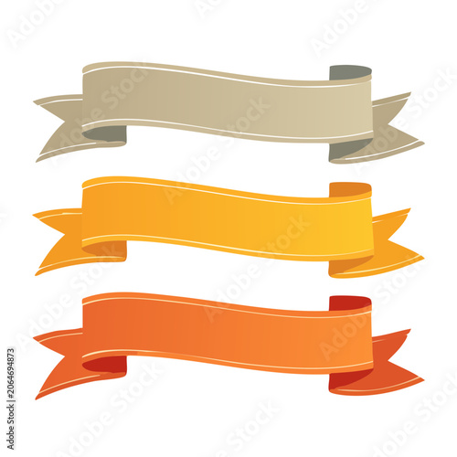 Three colorful ribbons in flat design style