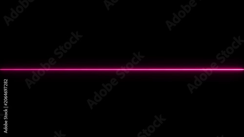 Horizontal Neon Pink Line on Black Background glowing