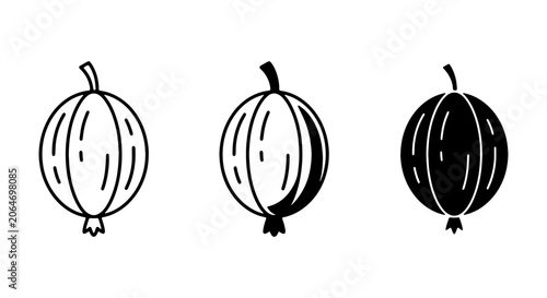 Tableau sur toile Gooseberry Icons, Berry Vector Graphics, Fruit Illustrations, Healthy Food Eleme