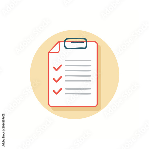 Flat design clipboard with checklist icon