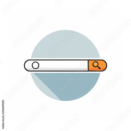 Flat design search bar icon with magnifying glass