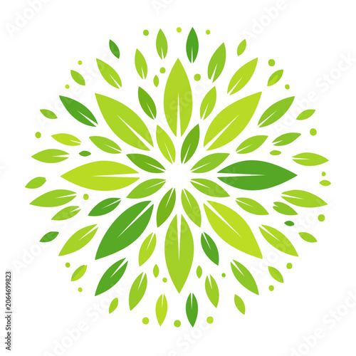 Radial Green Leaf Pattern Vector Design