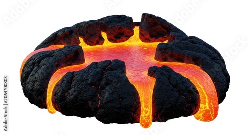 Molten Lava Flowing From Volcanic Rock Formation.