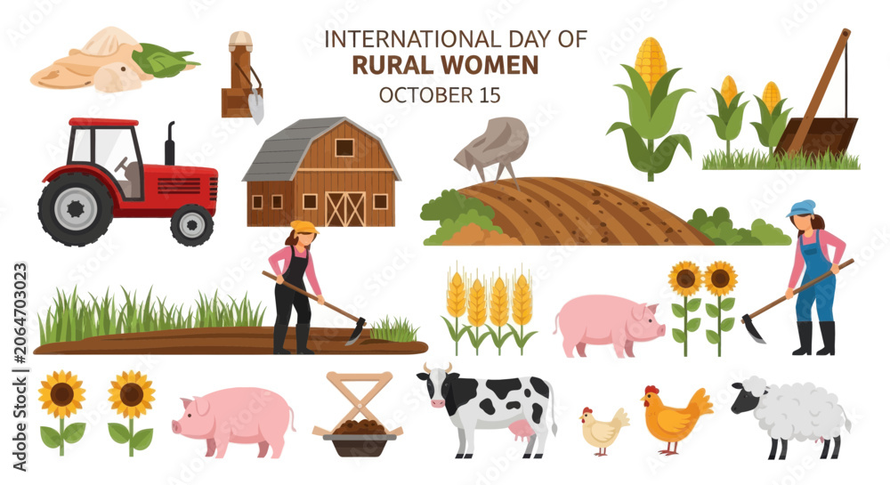 Fototapeta premium International day of rural women elements set