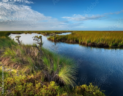 scenic view of a coastal estuary at withlacoochee gulf preserve located in levy county along the gulf coast of florida