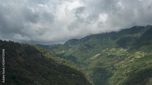 Zacatlan mexico mountains covered by moving clouds timelapse