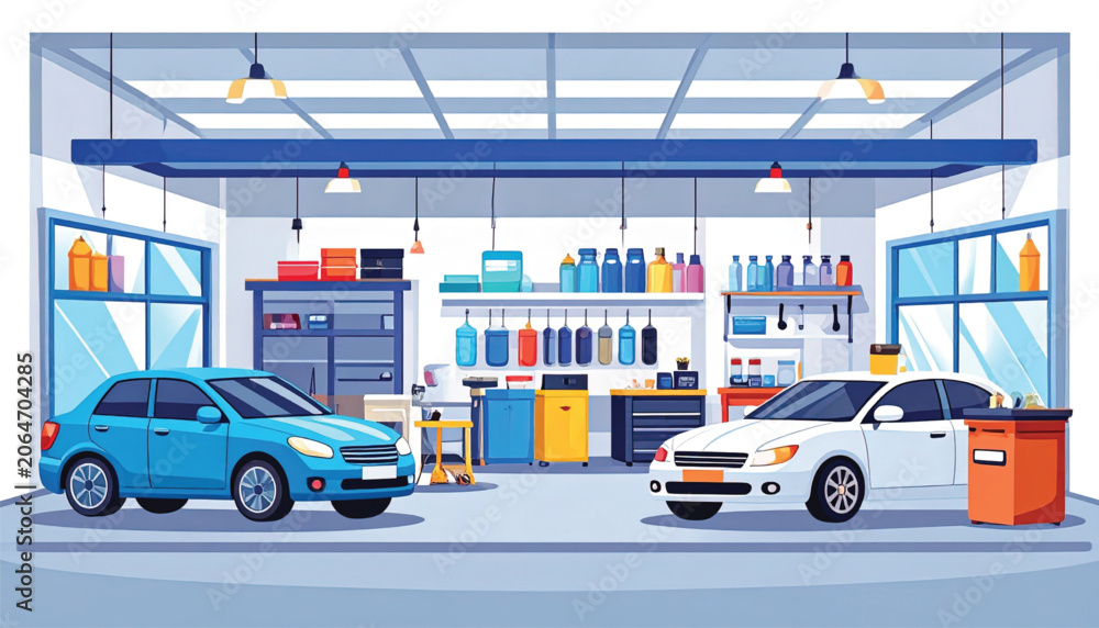 Fototapeta premium Cars in a garage service station.