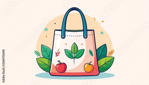 Colorful bag with fruit design.