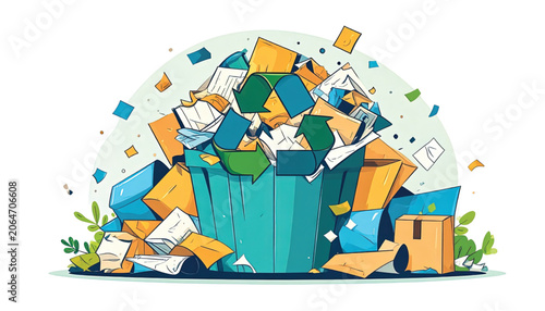 Colorful boxes in a green bin.