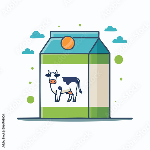 Milk Carton with Cow Illustration