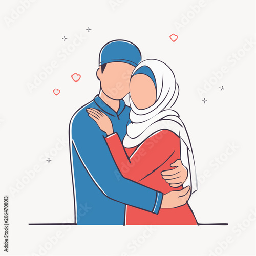 Muslim Couple Embracing