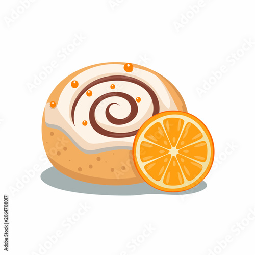 Orange Cinnamon Roll with Slice of Orange