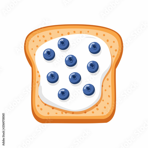 Toast with cream cheese and blueberries