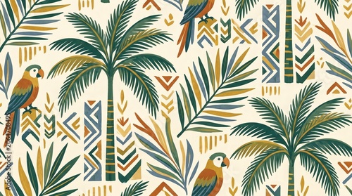 seamless background with palm trees