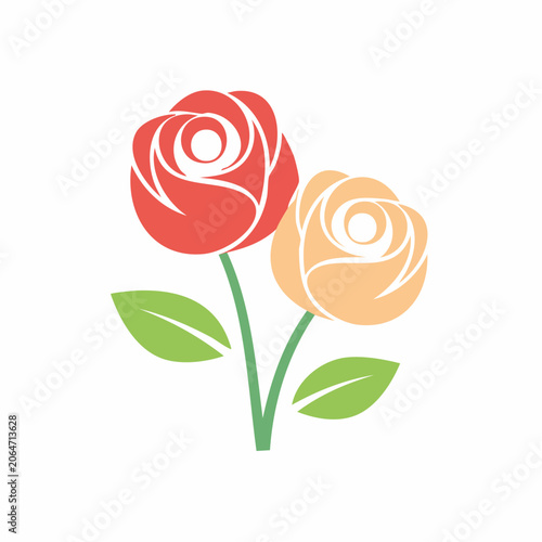 Two Roses with Leaves