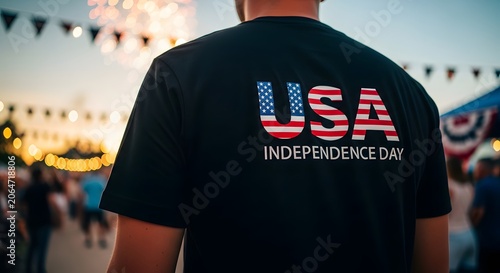 Man wearing patriotic t-shirt at outdoor festival