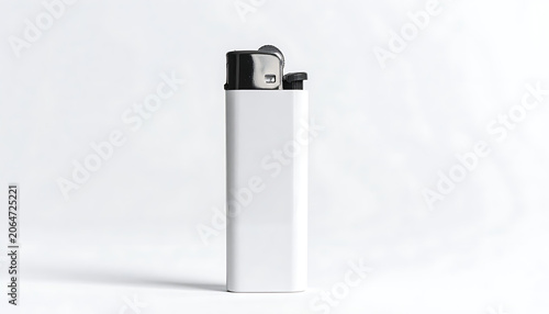 Compact Silver Lighter Against a Crisp White Background Displaying Modern Design