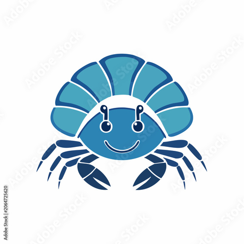 Cute Blue Crab Cartoon Character