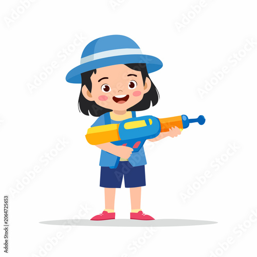 Cute Kid Holding Water Gun
