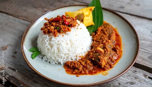 Delicious plate of spicy beef .