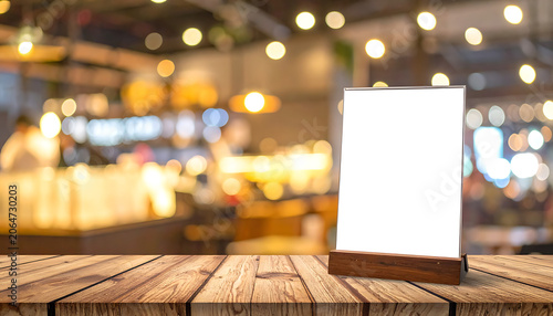 Softly Illuminated Lamp on Wooden Table in a Cozy Restaurant Environment