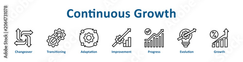 фотографія Continuous Growth web icon banner with line art style