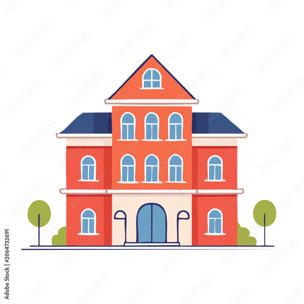 Fototapeta premium Red brick house illustration in flat design