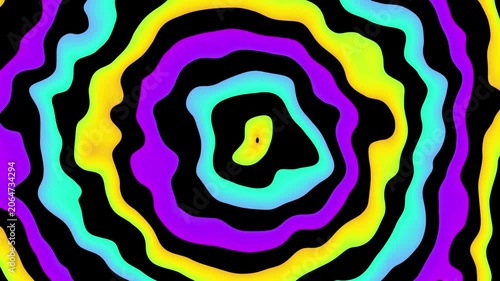 Abstract colorful background with a seamless psychedelic wave pattern for a vibrant, retro textile design 4k Abstract background video