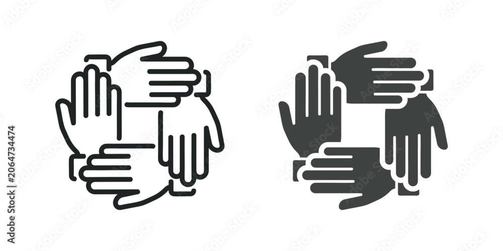 Fototapeta premium Teamwork profit icon. Line and glyph solid icon